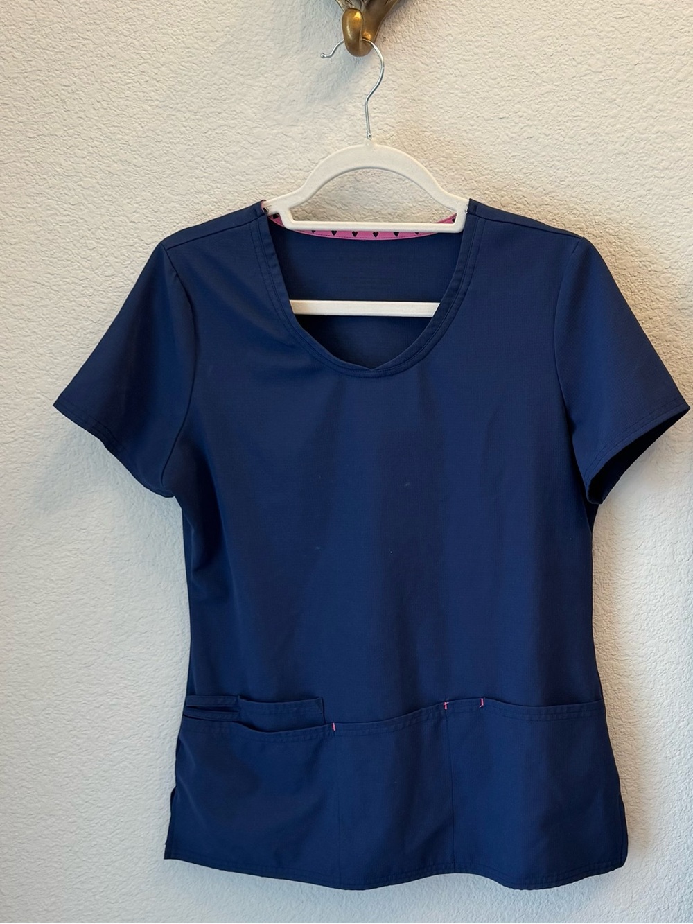 HeartSoul Navy Short-Sleeve Scrub Top with Front Pockets
